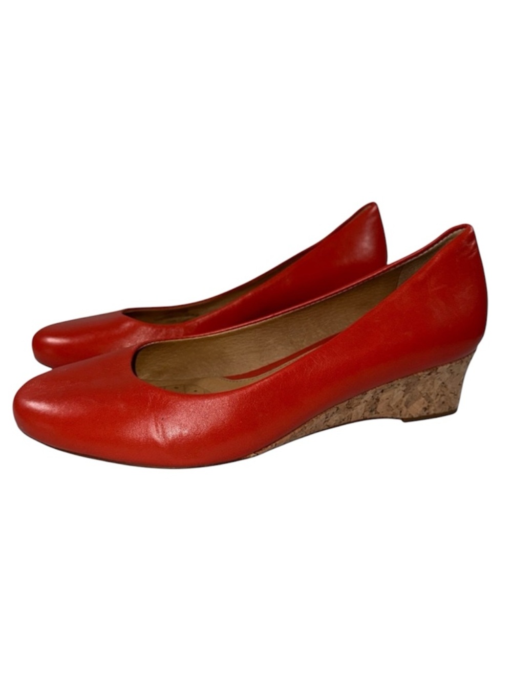 Nurture by Lamaze Deon Red Leather Cork Wedge Pump Office Comfort Women Size 7.5